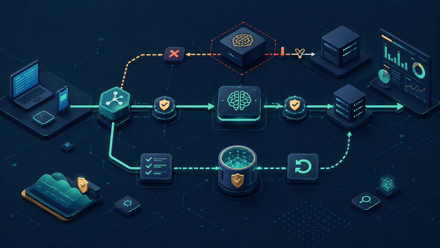 Réseau modulaire reroutant une API interrompue vers une solution de secours testée avec contrôles et retour arrière