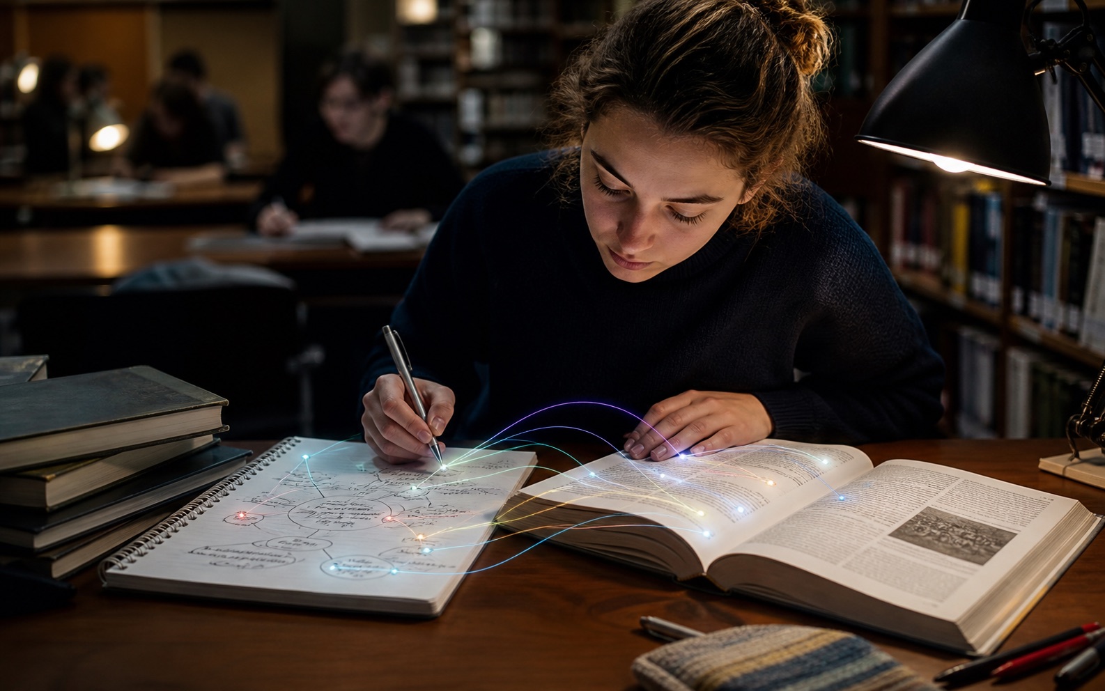 Étudiant comparant un résumé IA aux passages surlignés de son cours original