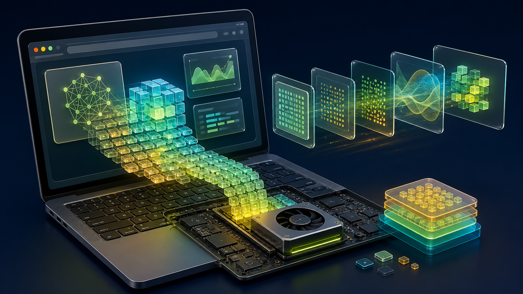 Ordinateur portable exécutant des blocs de calcul d’intelligence artificielle dans son navigateur et sa puce graphique locale